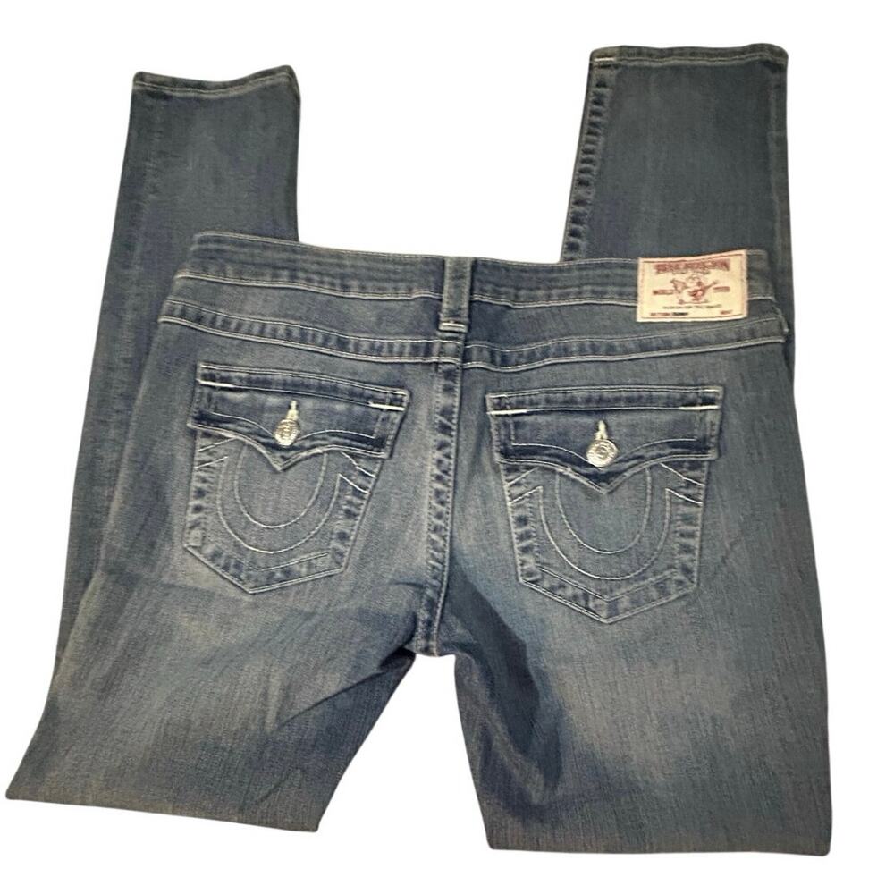 True Religion World Tour Skinny Jeans 32 Distressed Flap Y2K